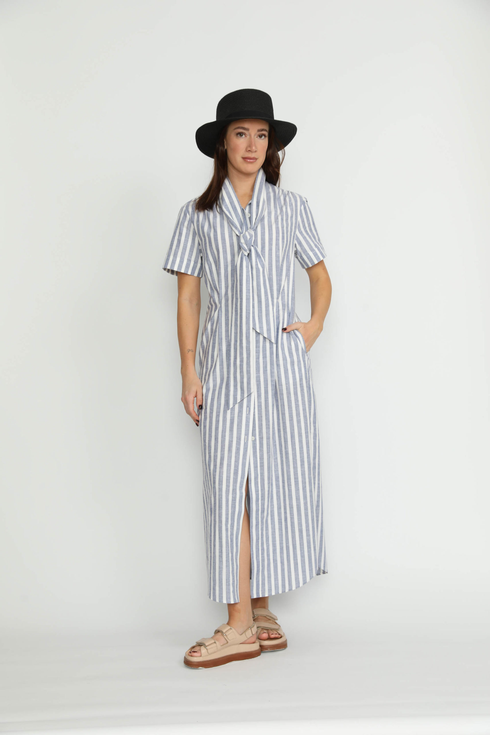 Port Dress – Port Relaxed Maxi Chambray Stripe Dress0