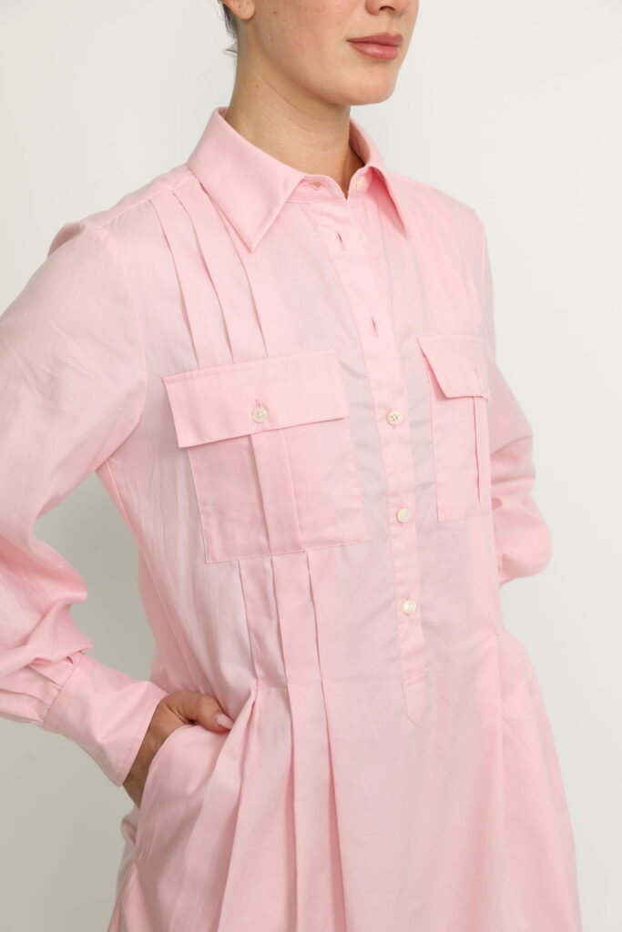 Pully Dress – Pully Short Shirt Dress in Pink Oxford21402
