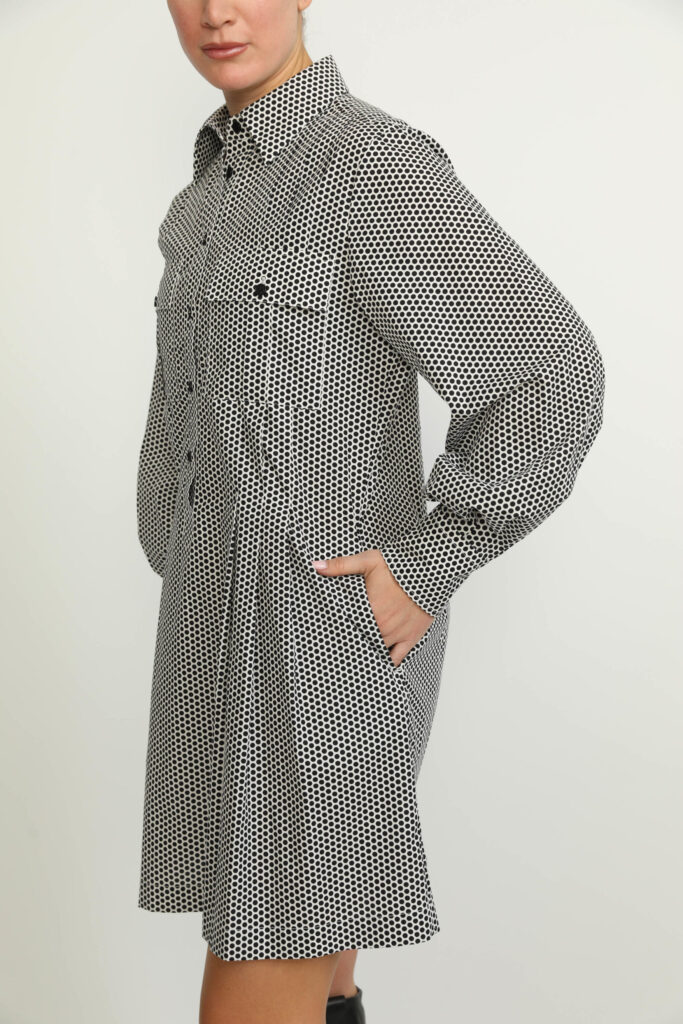 Pully Dress – Pully Short Shirt Dress in Black Polkadot21414