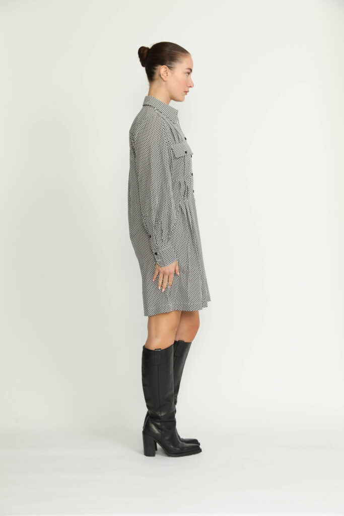 Pully Dress – Pully Short Shirt Dress in Black Polkadot21412