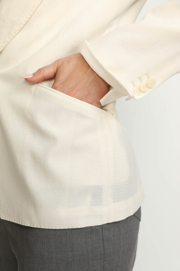 Balerna Jacket – Balerna White Seersucker Check Fitted Jacket21179