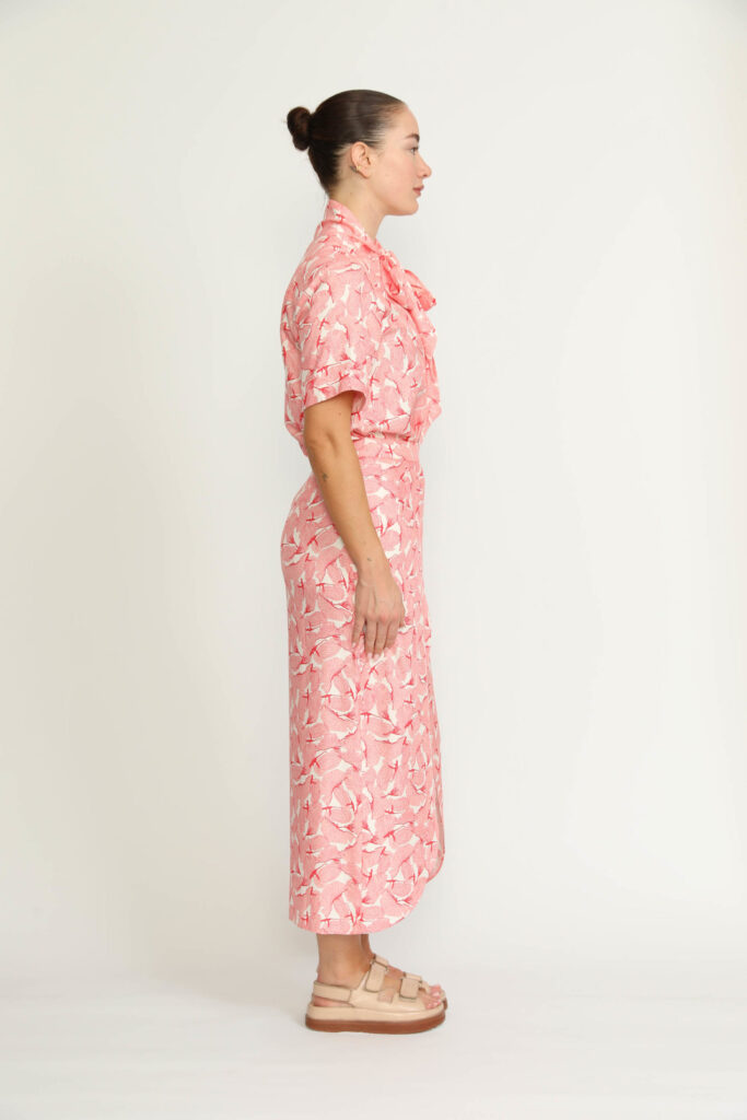 Littau Skirt – Littau Pink Petal Print Wrap Midi Skirt21363