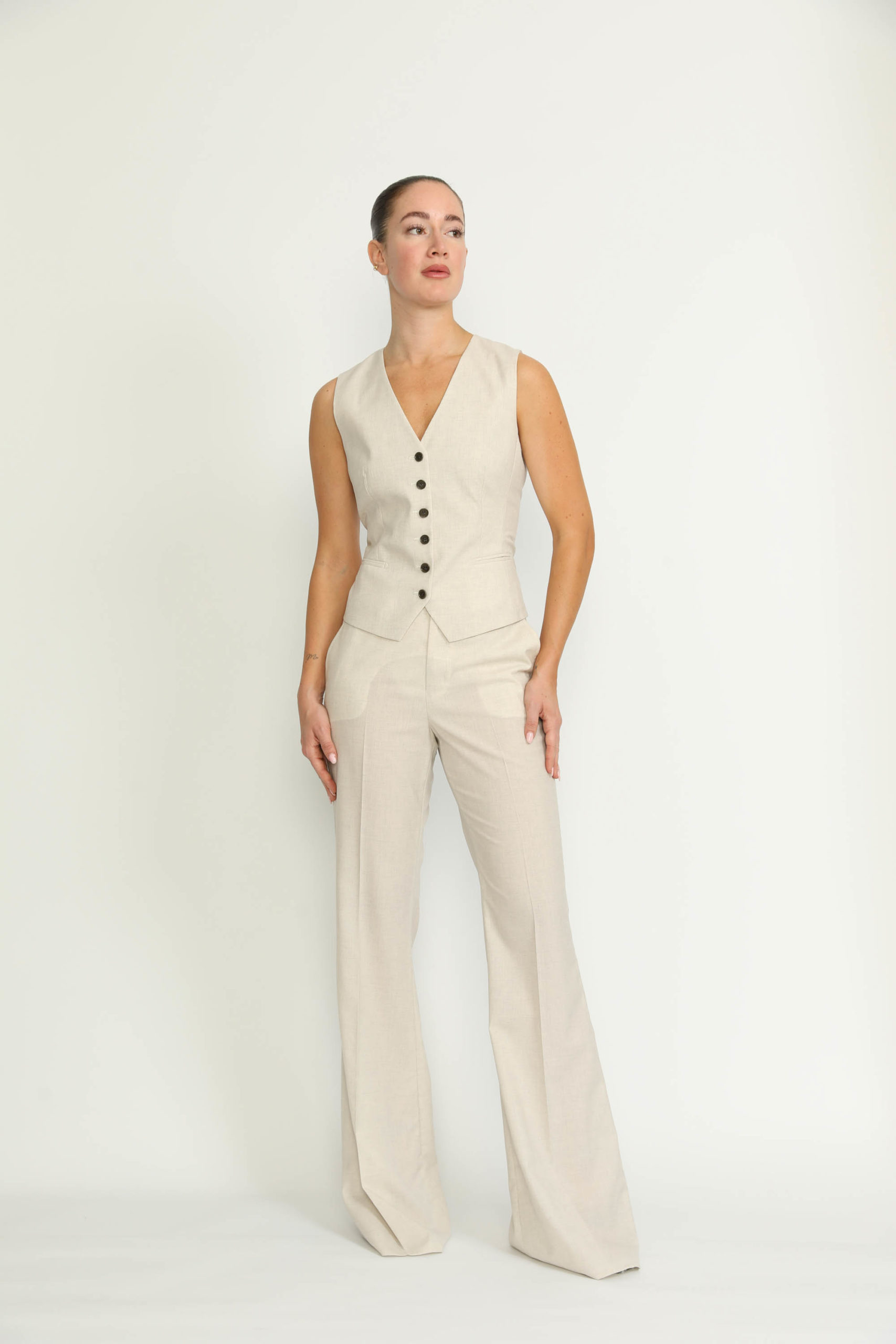 Sursee Trousers – Sursee Bell Bottom Flared Vanilla White Trousers0