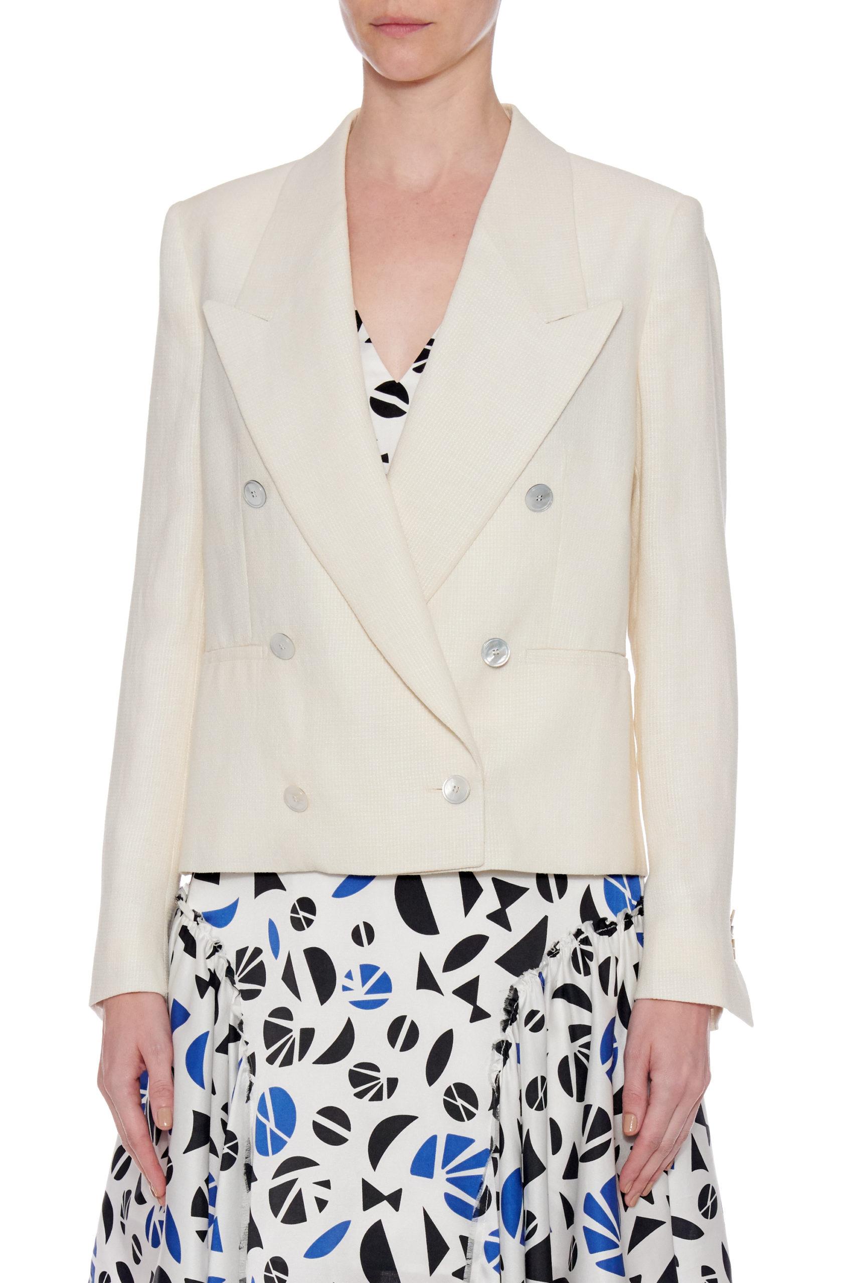 Oviedo Jacket – Peaked lapels, double breasted jacket in white