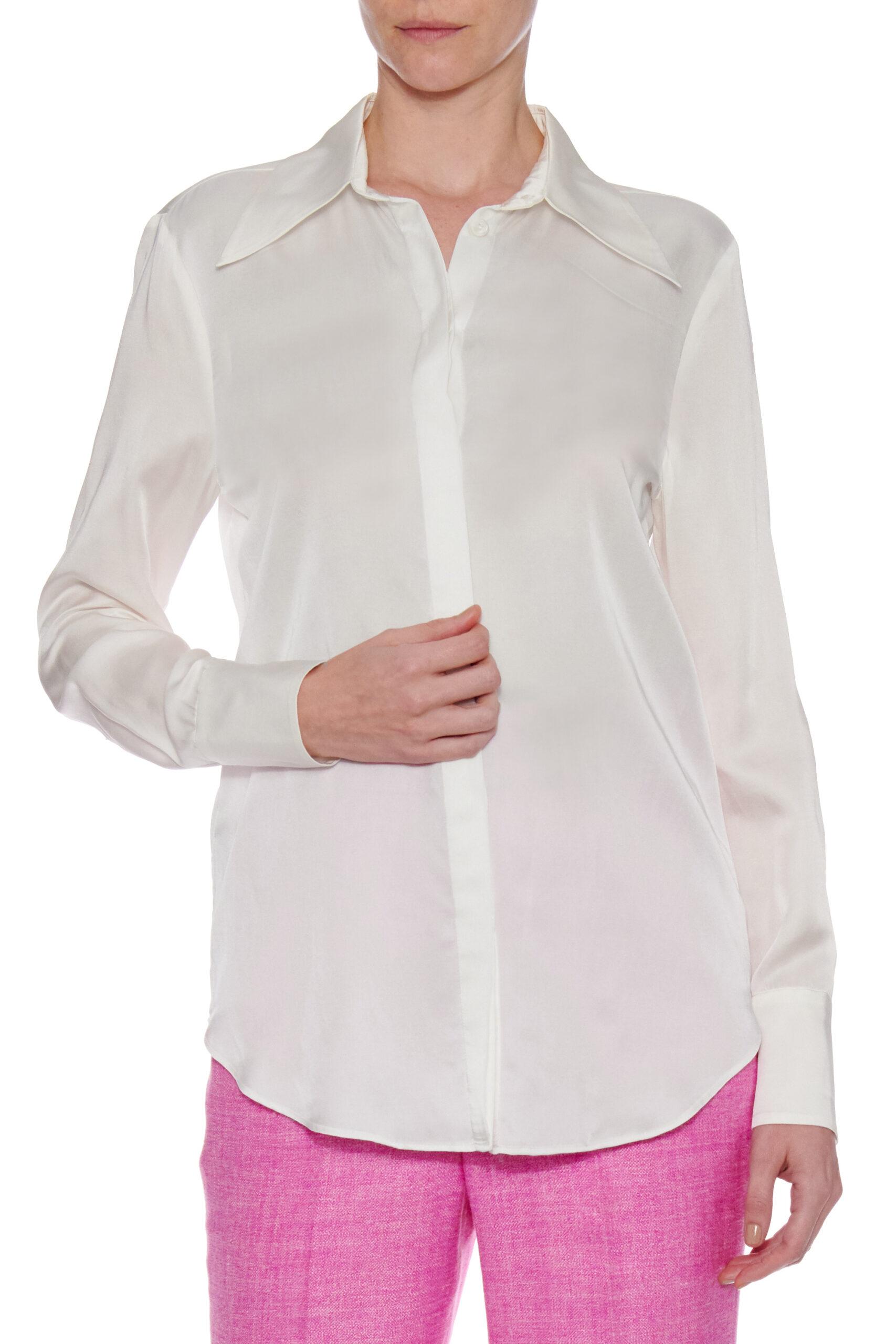 Montrieul Shirt – Button-down long sleeve blouse in white
