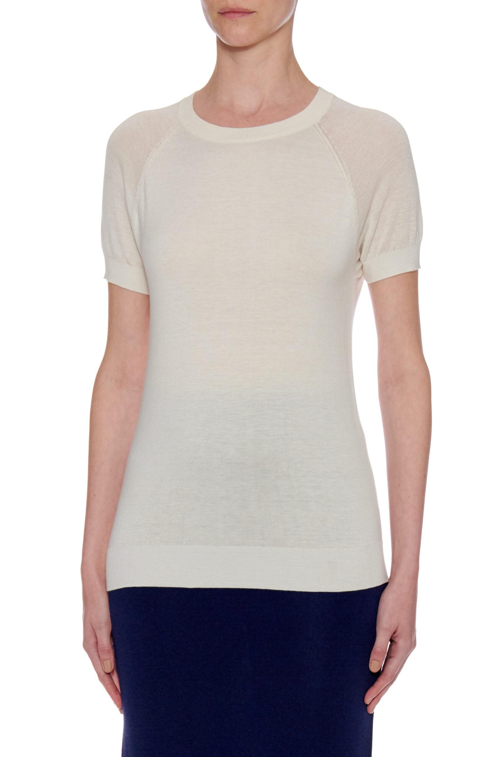 Short sleeve cotton silk-blend jersey t-shirt in white