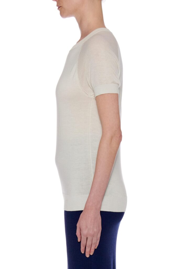 Short sleeve cotton silk-blend jersey t-shirt in white24784