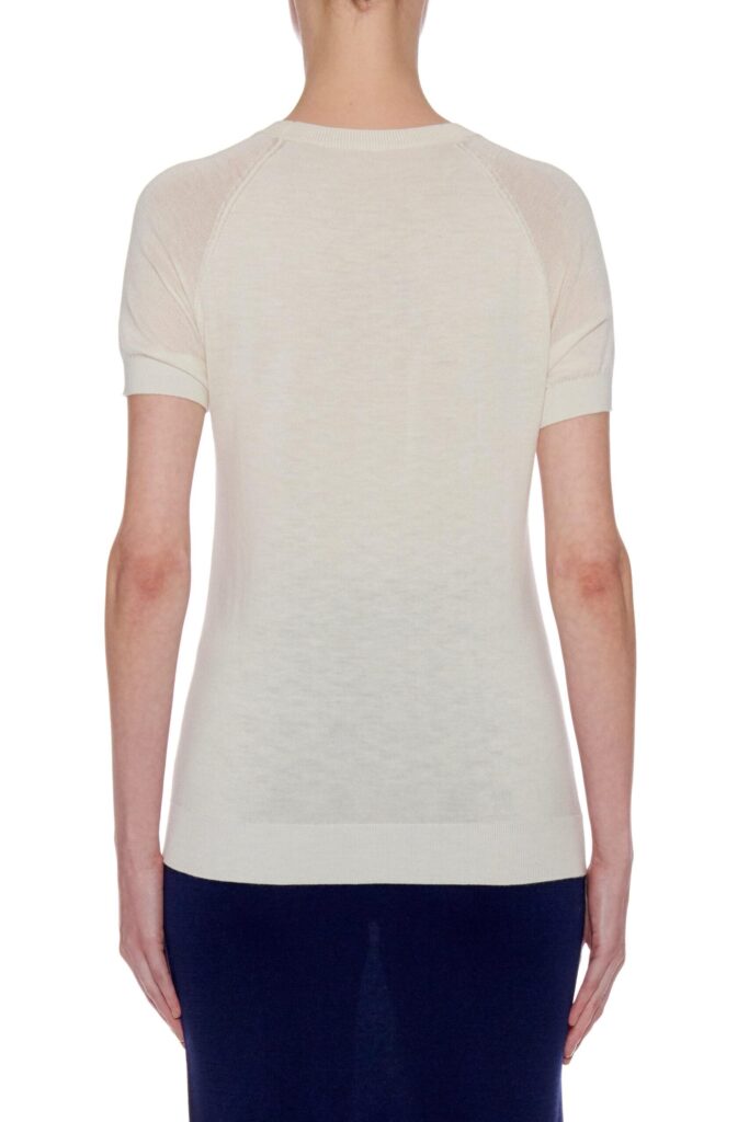 Short sleeve cotton silk-blend jersey t-shirt in white24785