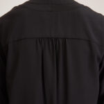 Canterbury Blouse – Silk V-neck blouse in black silk crepe de chine24935