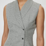 Ravenna Blouse – Double breasted tailored waistcoat in black & white25025