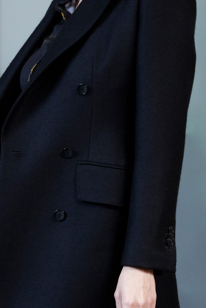 Agueda Coat – Long coat in black twill25568