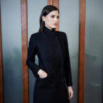 Agueda Coat – Long coat in black twill25565