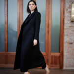 Agueda Coat – Long coat in black twill25567