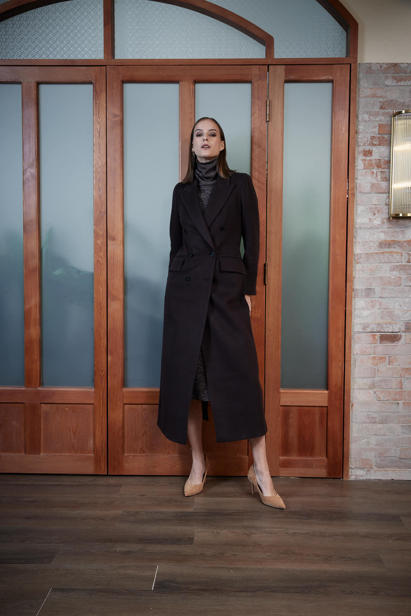 Agueda Coat – Long coat in autumn brown