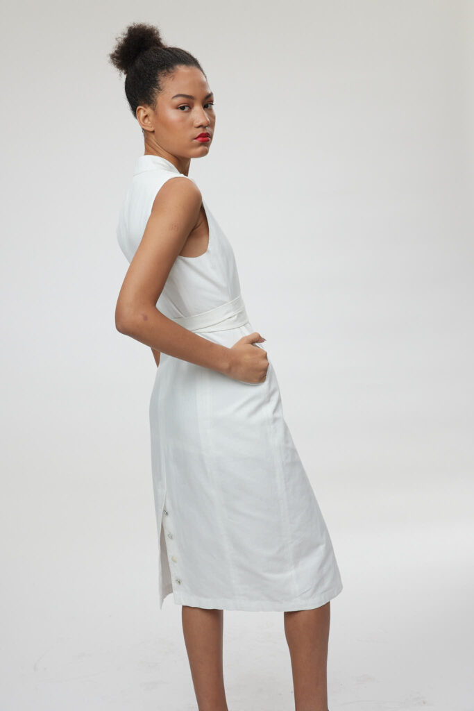 Pavia Dress – Tailored sleeveless dress in white25050
