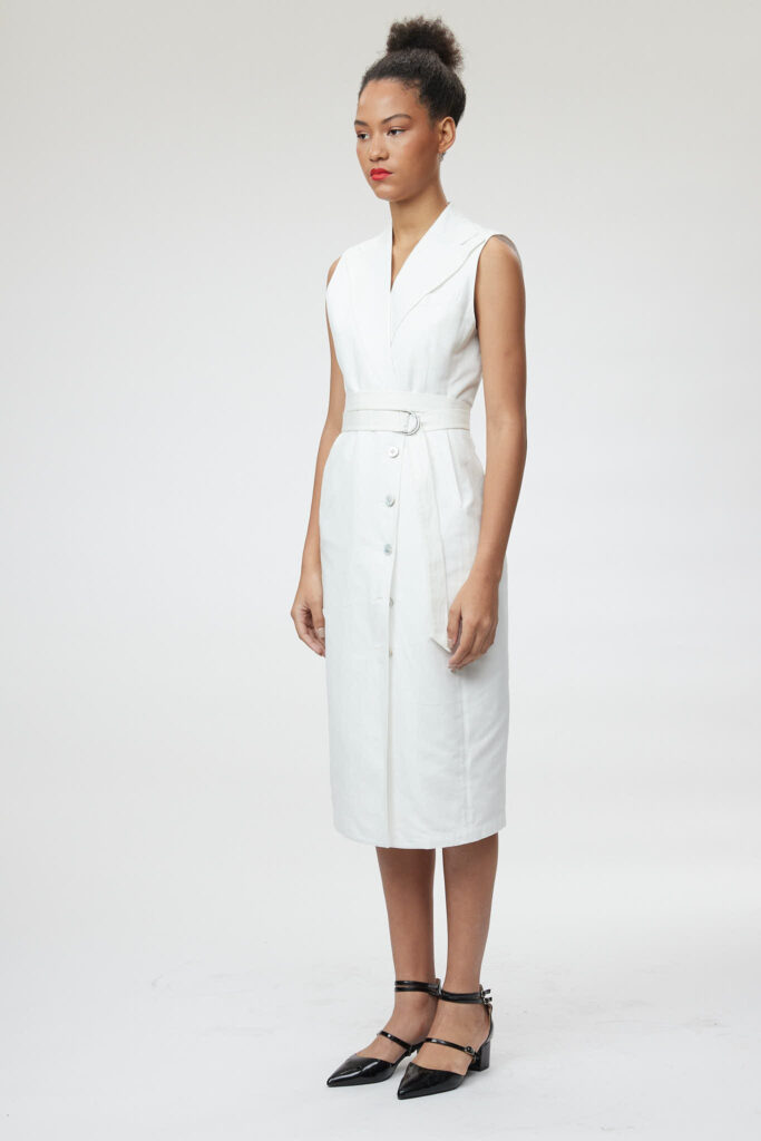 Pavia Dress – Tailored sleeveless dress in white25053
