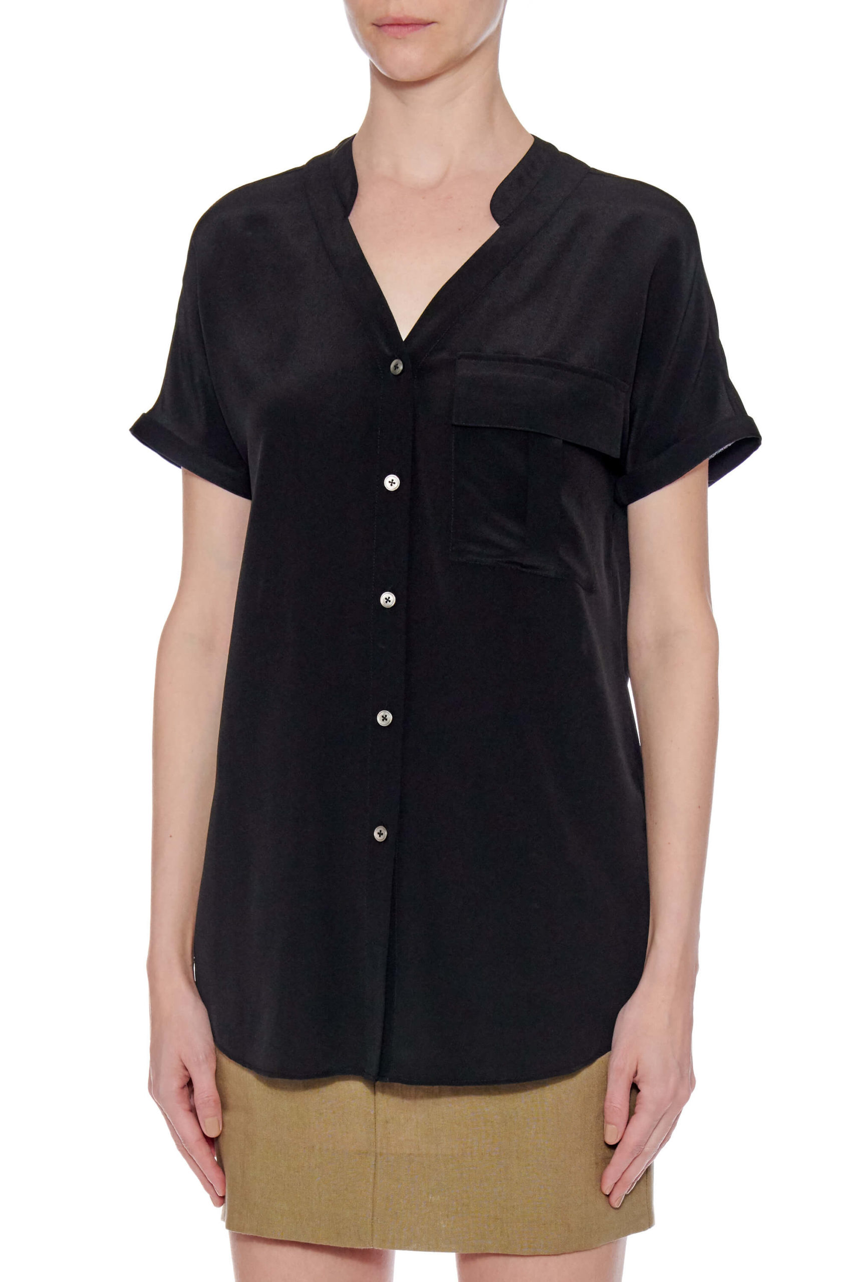 Lleida Top – Short sleeve loose fit summer blouse in black0