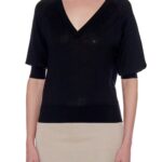 Sagunto Top – Contrast knit short sleeve silk t-shirt24803