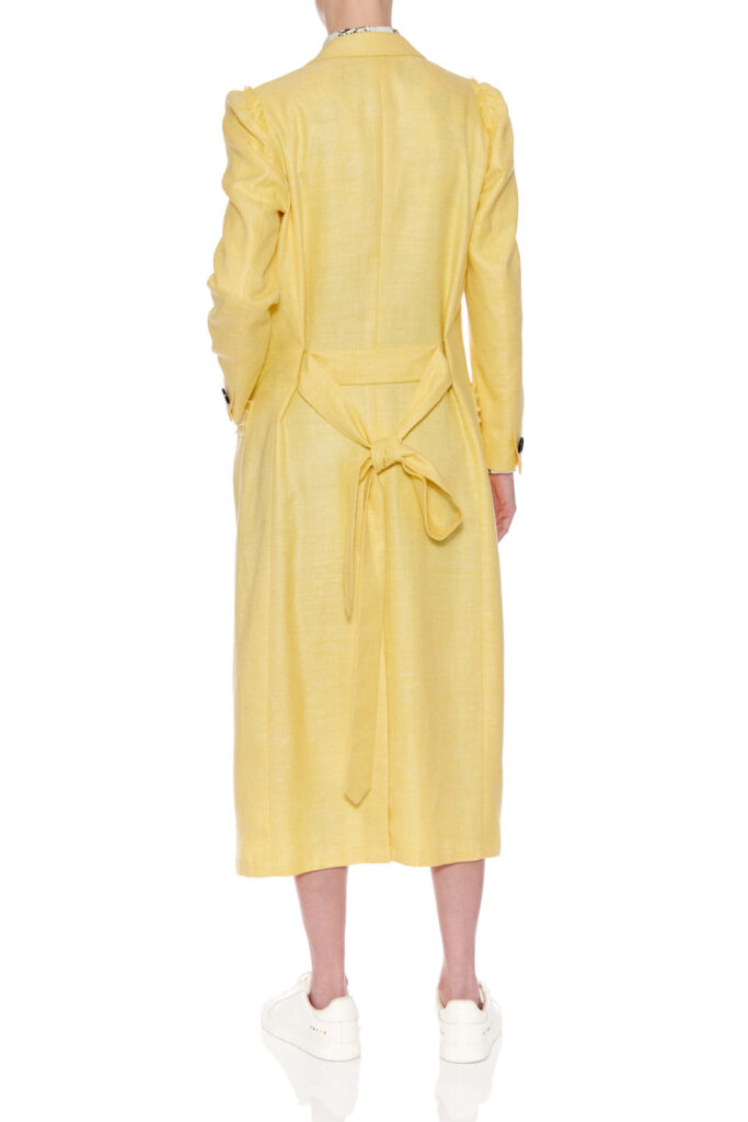 Santander Coat – Classic long coat with notched lapel in yellow24827