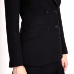 Norwich Jacket – Double breasted slim fit suit jacket in black textured wool24945