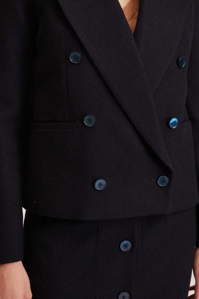 Oviedo Jacket – Double breasted suit  jacket in navy basketweave24876