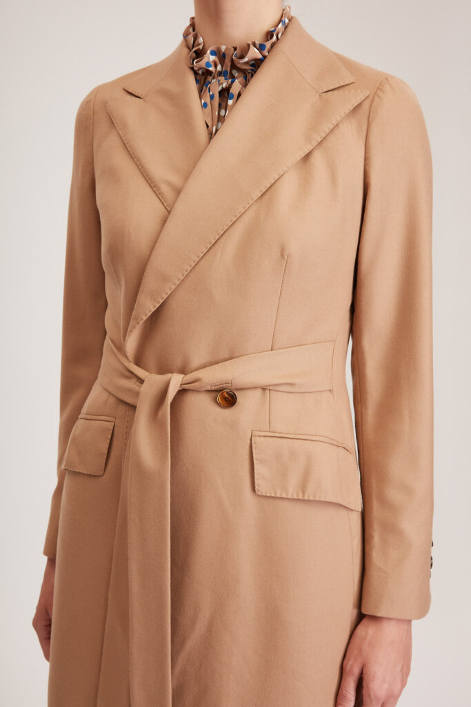 Darlington Jacket – Double breasted long suit jacket in pure beige wool24898
