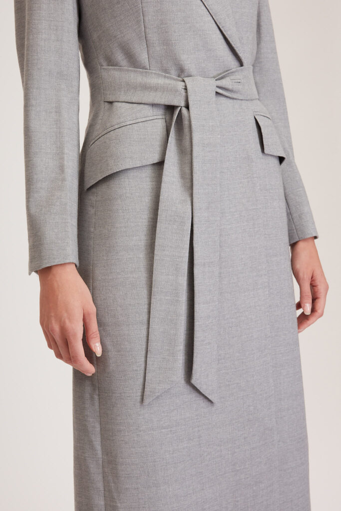 Darlington Jacket – Double breasted long jacket in light grey pure wool24904