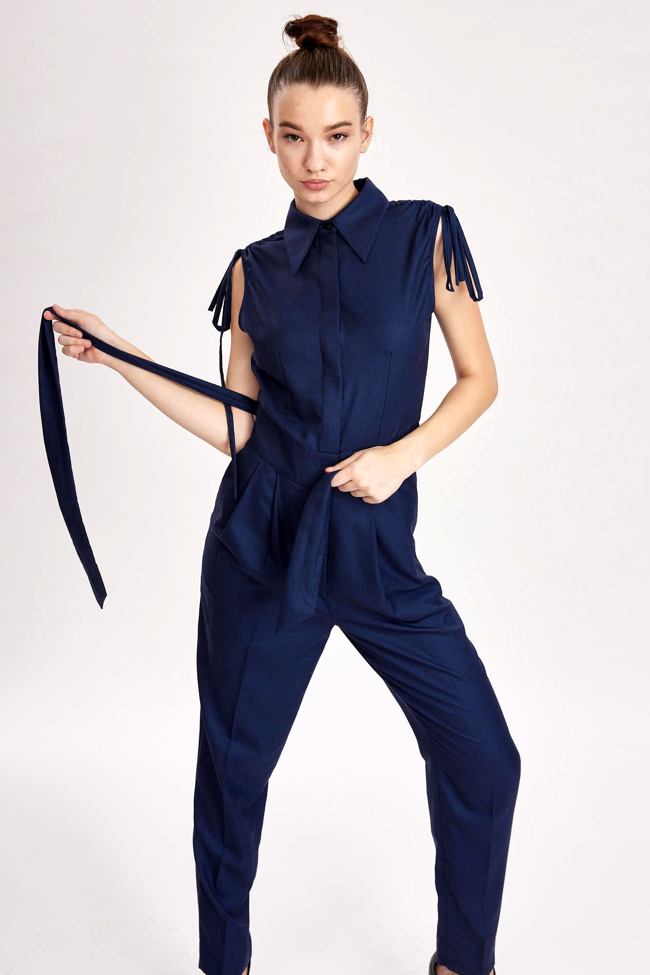 Margate Jumpsuit – Sleeveless jumpsuit in navy wool blend