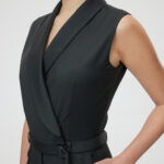 Bergamo Jumpsuit – Shawl collar jumpsuit in charcoal black25083