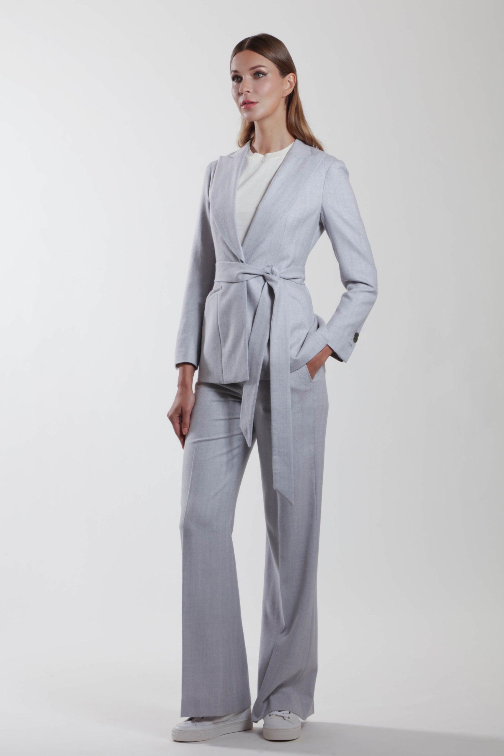 Montpellier – Wool suit jacket with peaked lapels sky grey herringbone