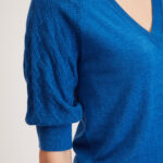 Whitby Knit T-Shirt – Plain knit,  V-neck t-shirt in royal blue24891
