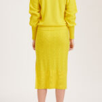 York Top – Open Polo neck loose fit knit sweater in yellow24960