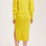 Rouen Knit Skirt – Knitted pencil skirt with side slit in yellow cashmere24986