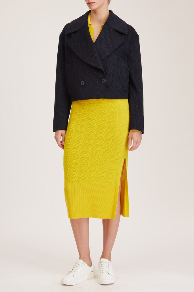 Rouen Knit Skirt – Knitted pencil skirt with side slit in yellow cashmere24987