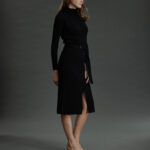 Porto Knit Dress – Knit V-neck dress in black25443