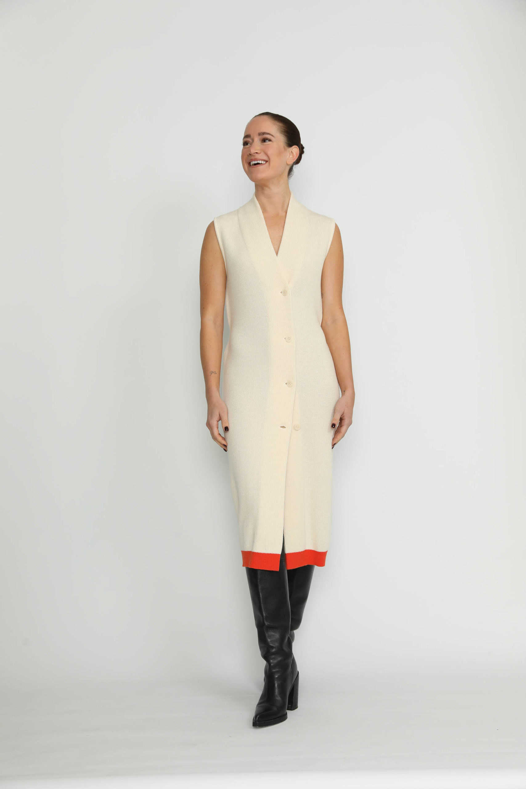 Arlesheim Dress – Arlesheim White/Orange Knit Dress0