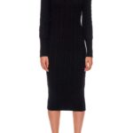 Colmar – Slim fit cable knit dress in luxurious cashmere wool in black24700