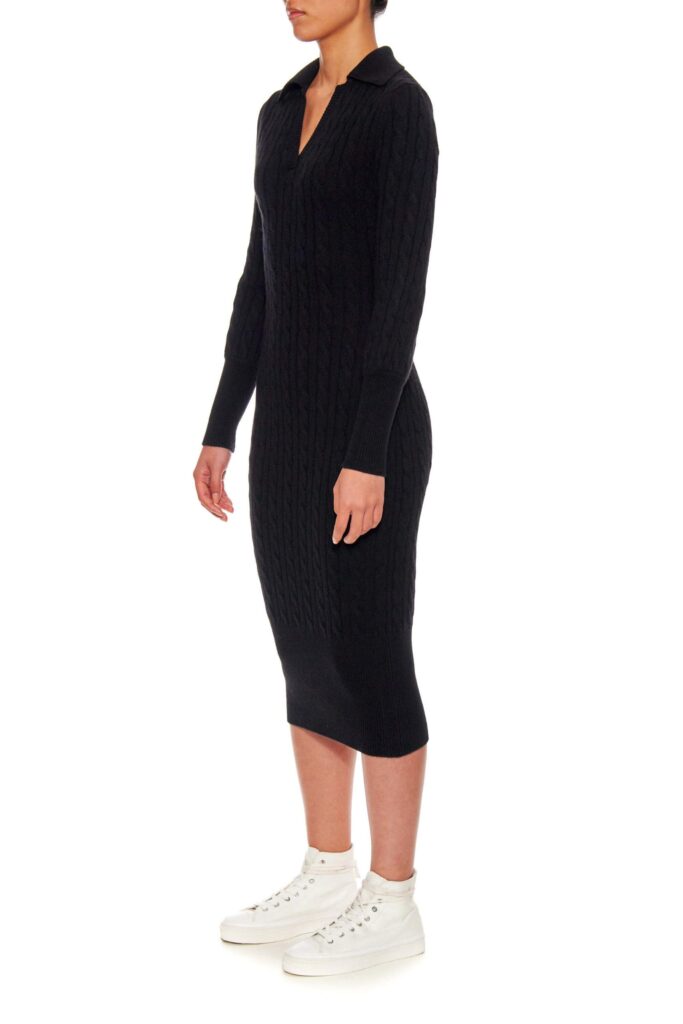 Colmar – Slim fit cable knit dress in luxurious cashmere wool in black24701