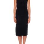Rouen – Knitted cotton-silk pencil skirt with slit in black24720