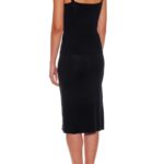 Rouen – Knitted cotton-silk pencil skirt with slit in black24722