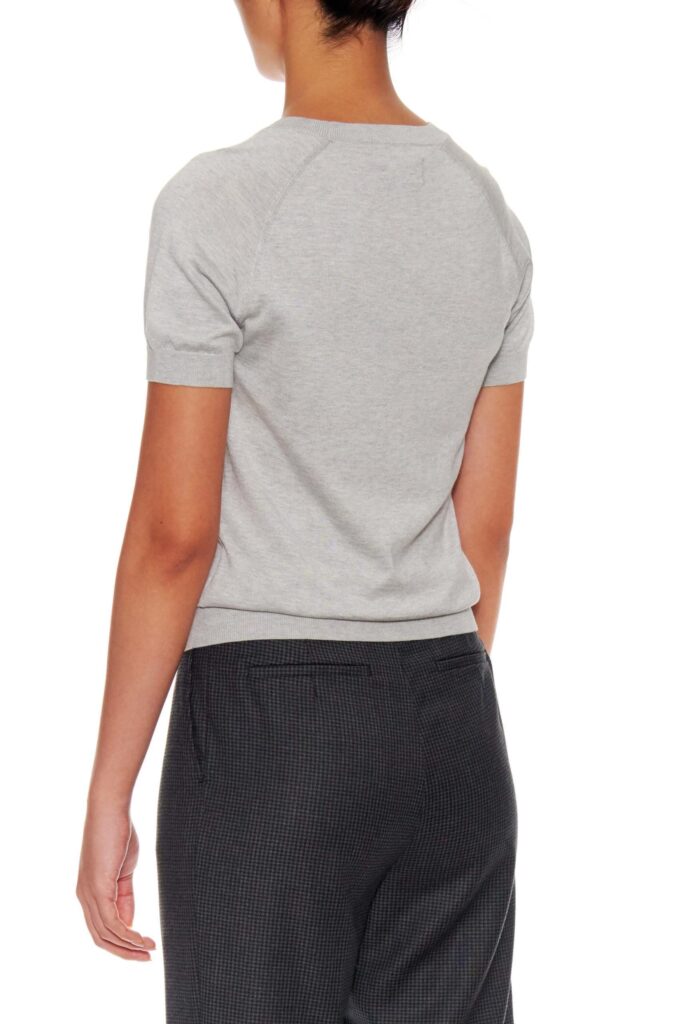 Lourdes – Short sleeve cotton-silk t-shirt in grey24706