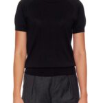Lourdes – Short sleeve cotton-silk t-shirt in black24708