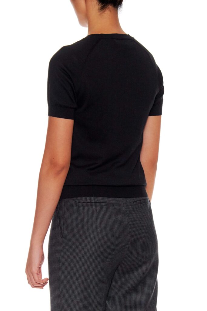 Lourdes – Short sleeve cotton-silk t-shirt in black24710