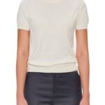 Lourdes – Short sleeve cotton-silk t-shirt in white24712