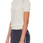 Lourdes – Short sleeve cotton-silk t-shirt in white24713