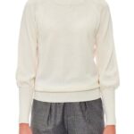 Orleans – Long blousing sleeve easy- care-wool blouse with crew neck in white24716