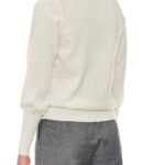Orleans – Long blousing sleeve easy- care-wool blouse with crew neck in white24718