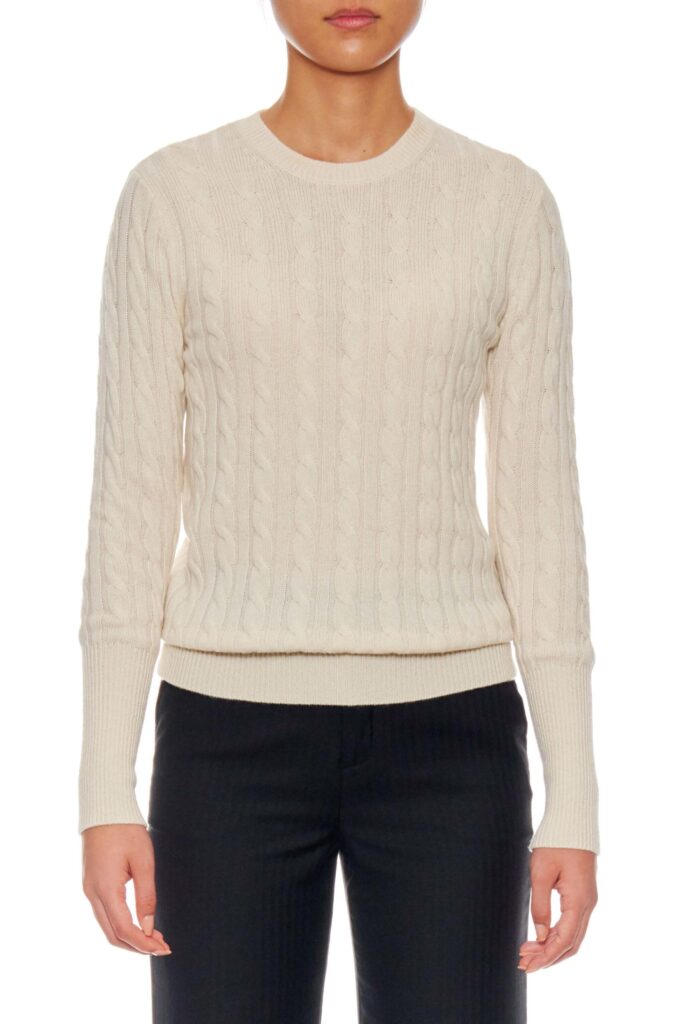 Strasbourg – Cable knit cashmere sweater in white24726