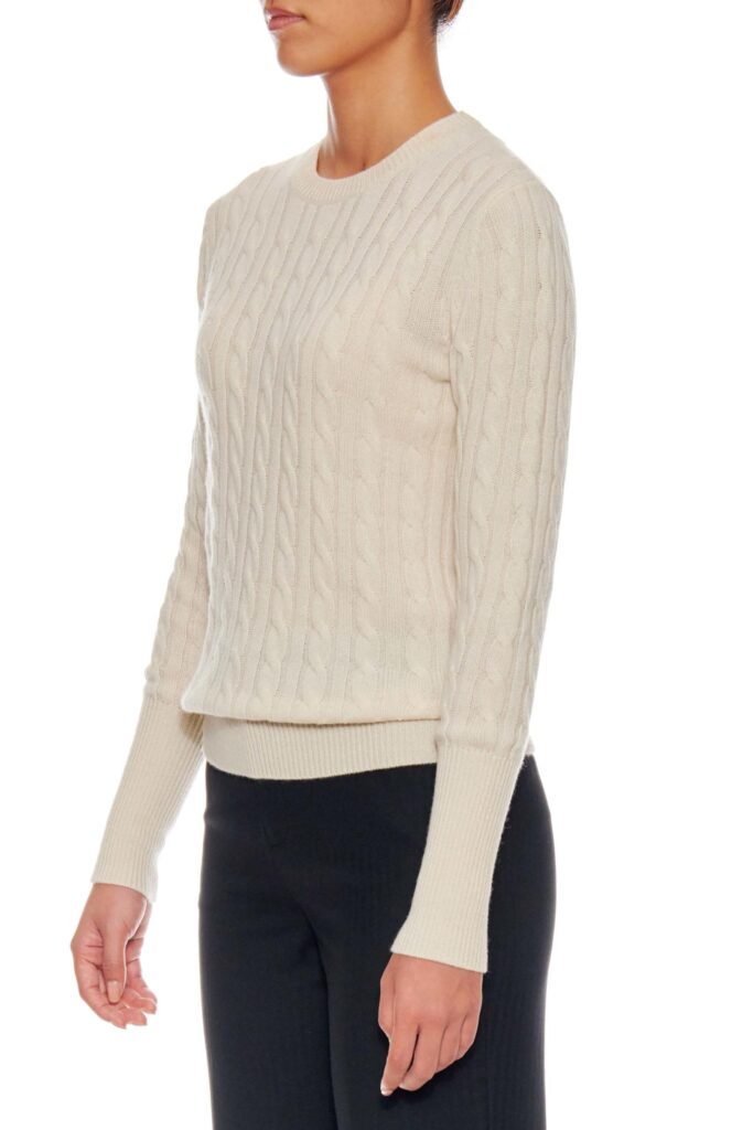 Strasbourg – Cable knit cashmere sweater in white24727