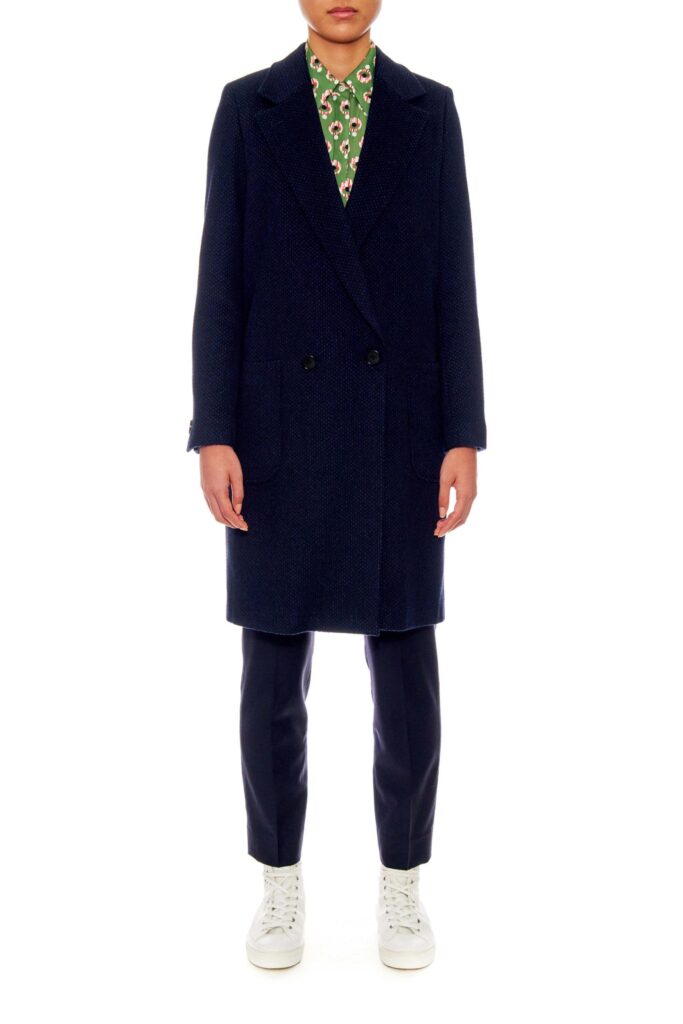 Paris – Oversized wool coat with patch pockets in navy24651